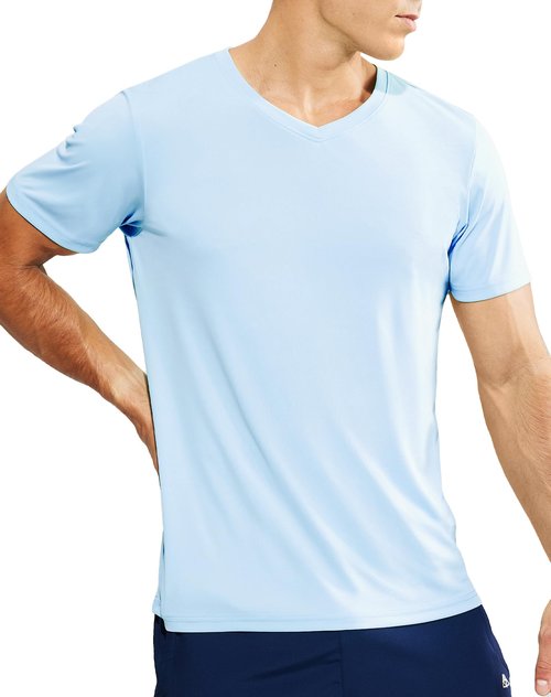 Haimont Running Shirts for Men Dry Fit Lightweight Moisture Wicking Tee Shirts UPF 50+ for Workout Athletic, Light Blue, X-Large