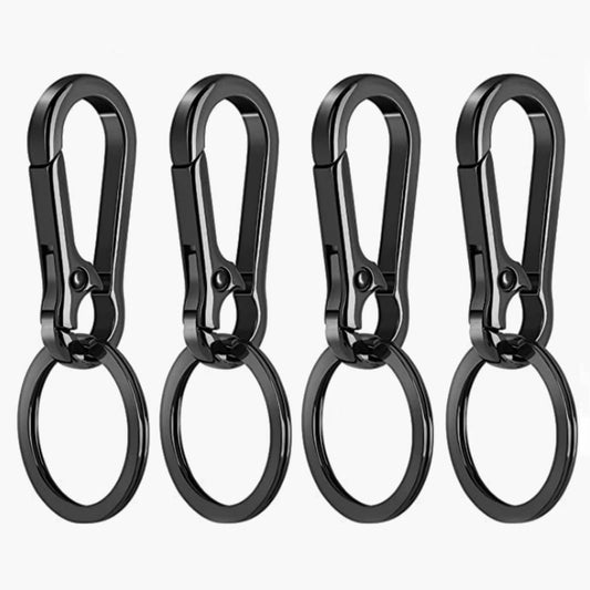 4Pcs Metal Carabiner Clip Keyring Keychain Key Ring Chain Holder for Car Keys/Purse- Black Keychain Hook Organizer
