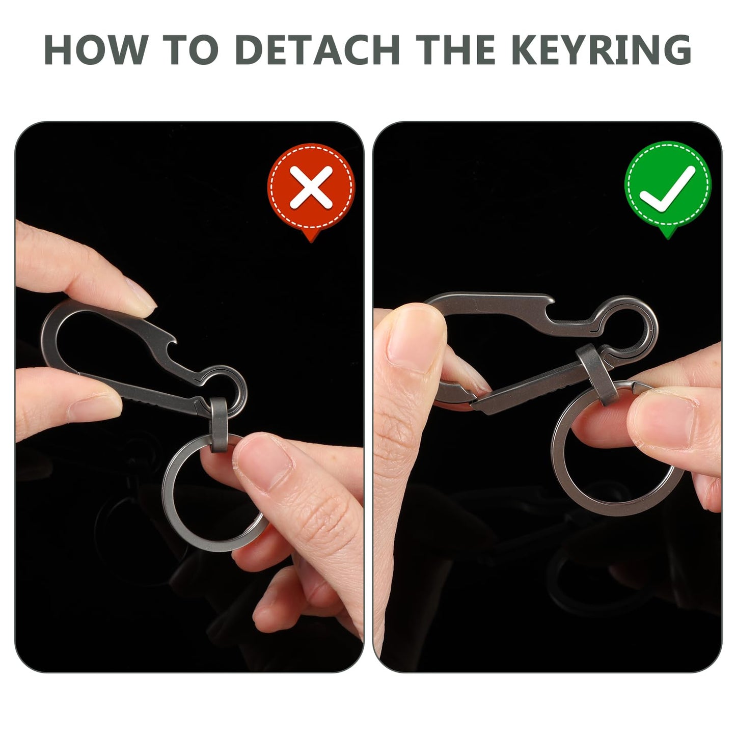 Gjinxi Titanium Carabin Clip Hook Small Heavy Duty Keychain Grips Multifunctional Backpack Clasps Carabin Anti Lost Quick Release Key Chain Organizer Accessory (1Pc)