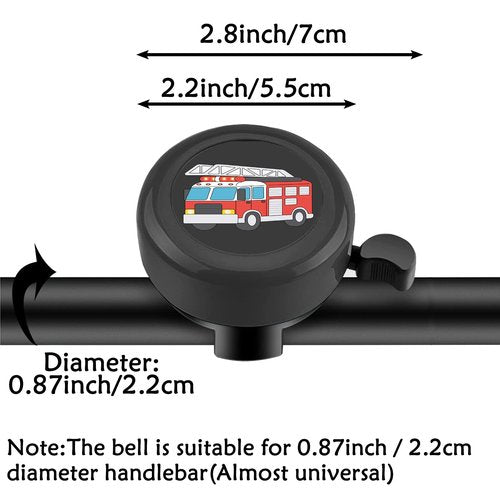 YeloYolker Kids Bike Bell, Cute Handlebar Ring Bell for Boys, Toddlers, Children's Bicycle Accessories for Tricycle, Scooter (Fire Truck)