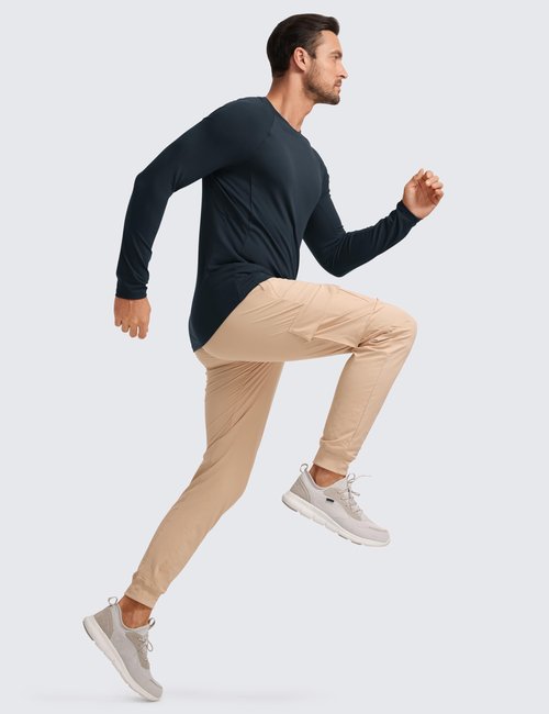 CRZ YOGA Mens Long Sleeve Tee Shirts Pullover Casual Lounge Shirts Quick Dry Running Gym Crew Neck T-Shirt Tops True Navy XX-Large