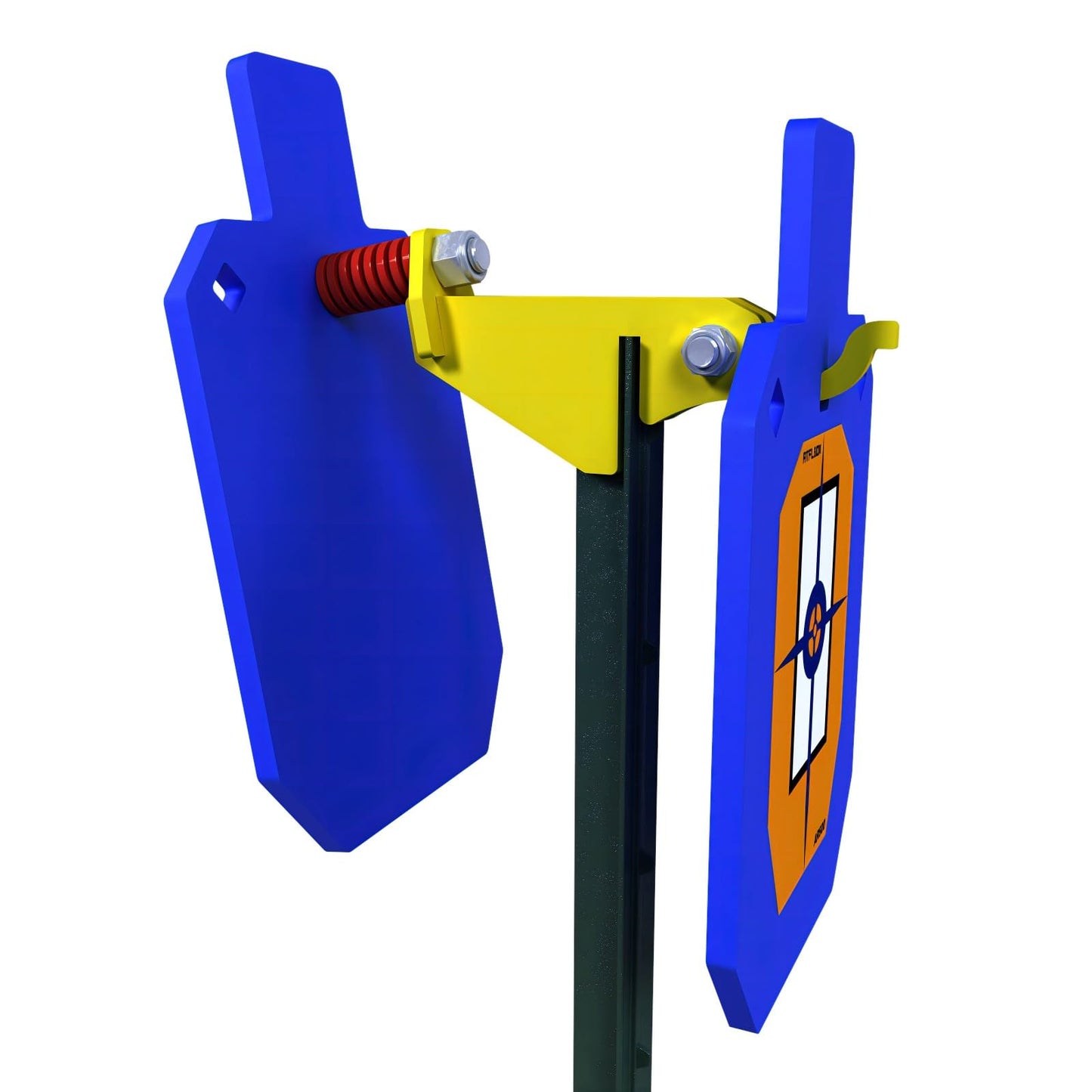 Atflbox Made of AR500 Steel Gong Hook and RecoilSpring Combo, T Post Target Hanger for AR500 Targets, Torso Silhouette Targets Conversion Adapter for Outdooor Shooting Practice (2 Pack)