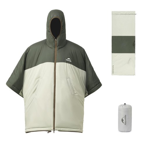 Naturehike Wearable Hooded Poncho Sleeping Bags with Teflon Fabric and Imitation Silk Cotton, Cape for Outdoor, Camping, Home