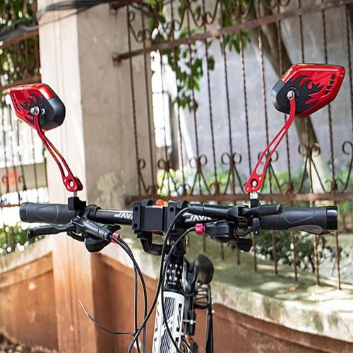 Nakazawa Bike Mirrors for Electric Bikes - 2 Pack Mirrycle Bike Mirrors, Handlebar Rearview Mirror, Bicycle Mirrors for Handlebars - Enhance Safety and Visibility on Your Electric (red)