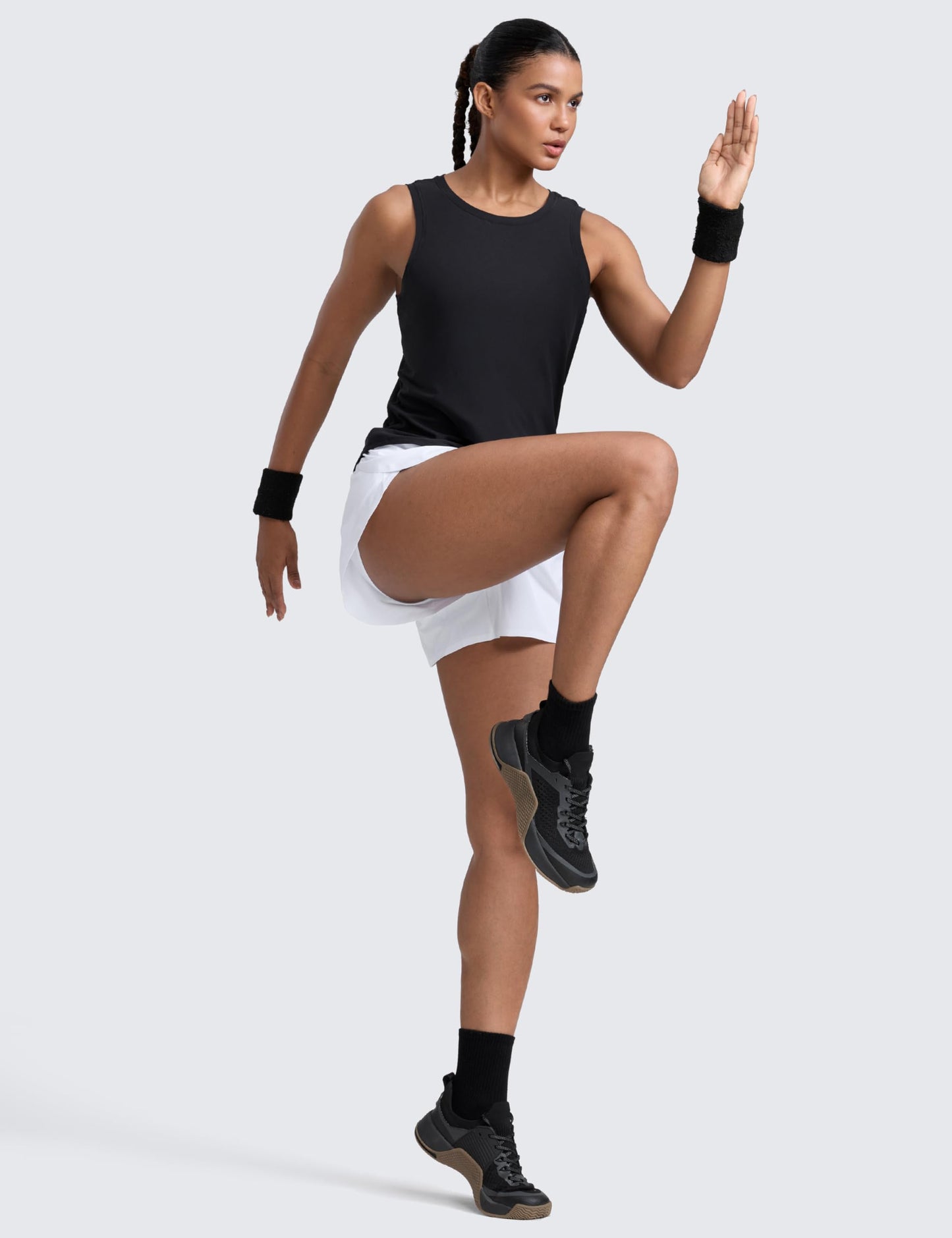 CRZ YOGA Cloudweight Open Back Workout Tops for Women Lightweight High Neck Athletic Gym Tank Soft Running Sleeveless Shirts Black Small
