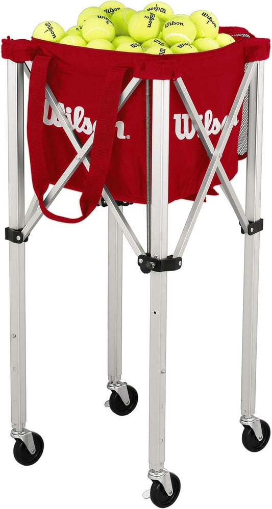 Wilson Tennis Teaching Cart - Foldable with Red Bag, Holds 150 Balls, Zippered Top