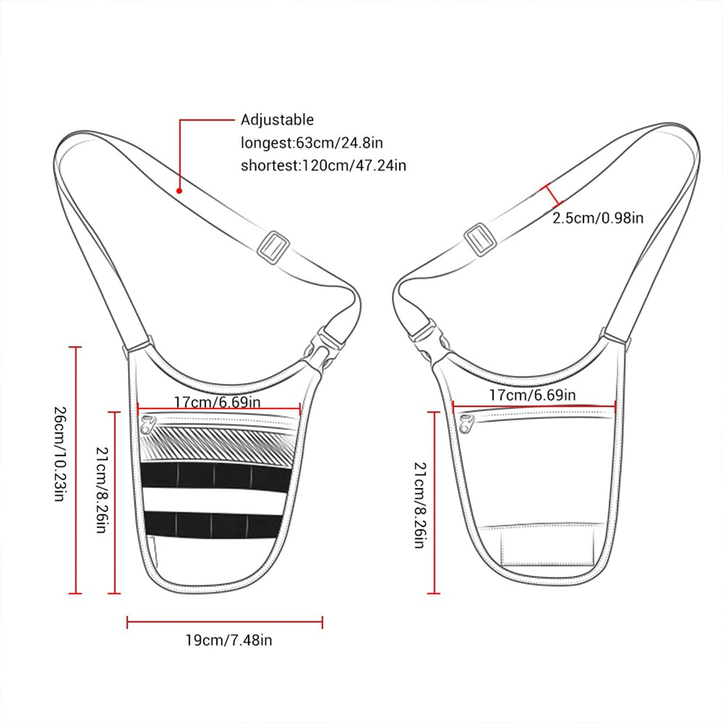 TAC5TAC Underarm sling bag for men,Slim anti theft Conceal Carry crossbody tactical Chest Molle bag with Elastic Waistband