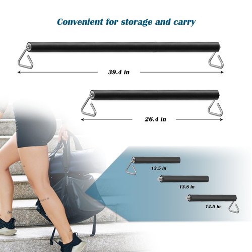 Prebene Resistance Band Bar, 26.4in or 39.4in, Workout Bar for Fitness, Portable Weightlifting Training, Suit for Home Exercise, Resistance Band Training (39.4 in (2024 up))