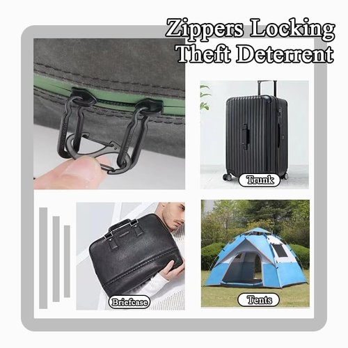 HANTAQ 6PCS Zipper Clip Theft Deterrent,Double Clips Carabiner Zipper Lock,Zipper Puller Replacement for Backpacks Suitcases Traveling Camping Tent