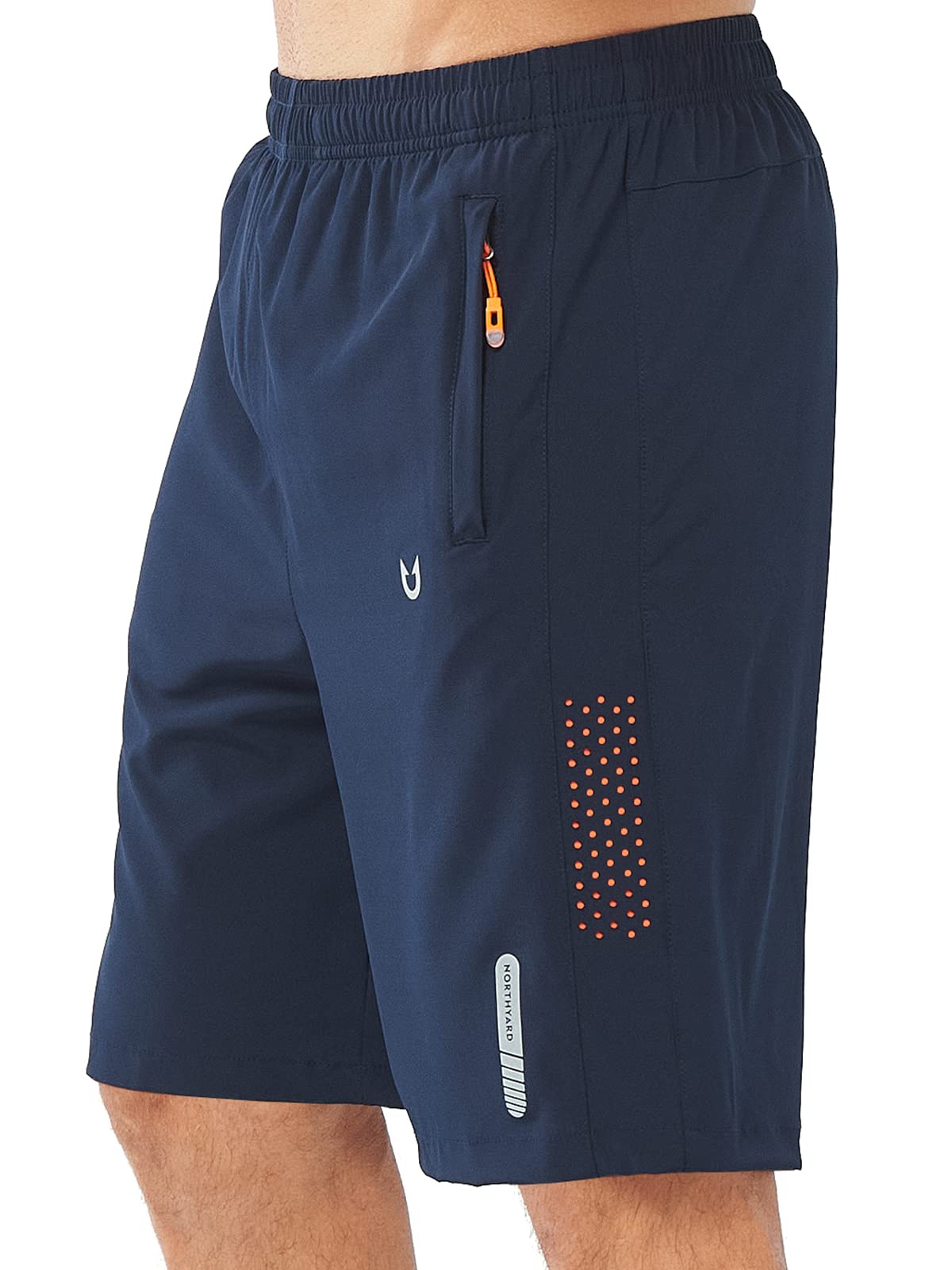 NORTHYARD Men's Athletic Running Shorts Gym Workout 7"/9"/5" Quick Dry Lightweight Sports Basketball Tennis 3 Zipper Pockets NAVY-9inch M