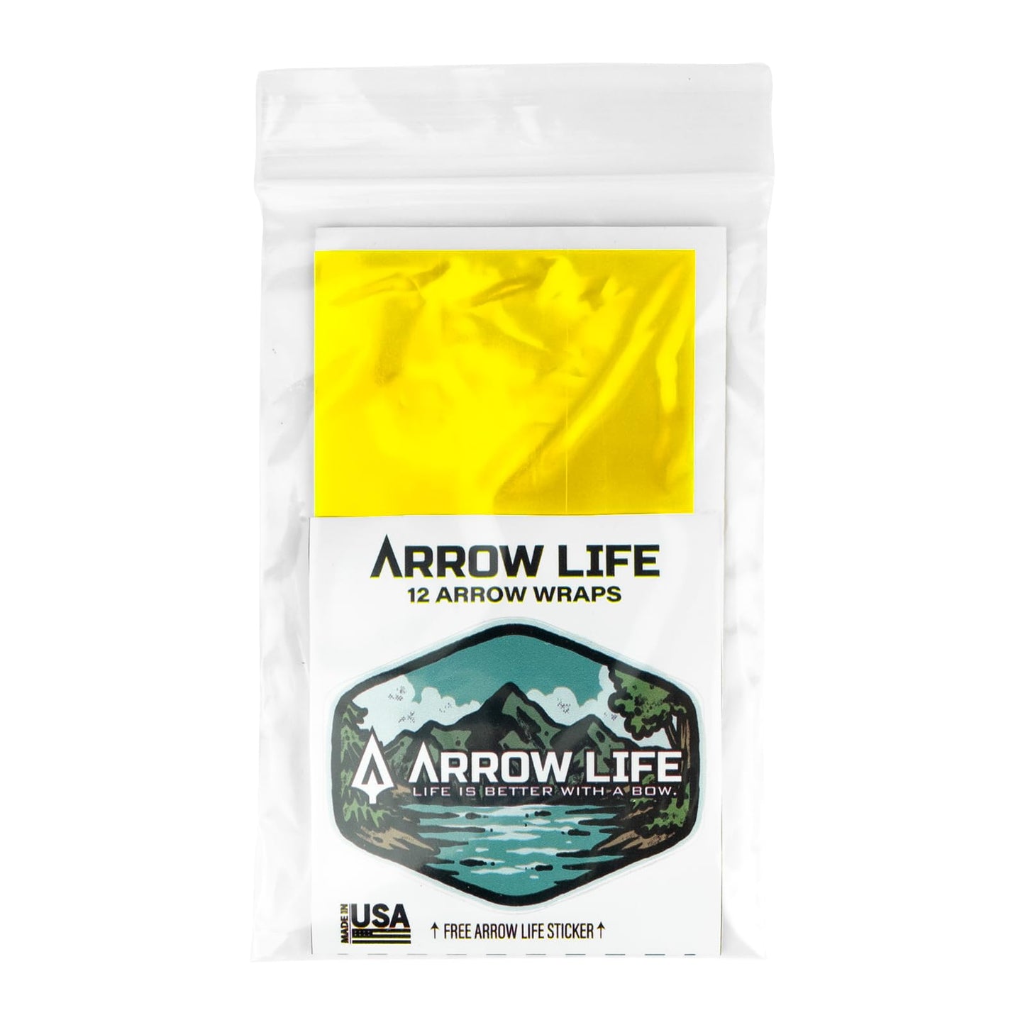 Arrow Life 4" Arrow Wraps 12 Pack Yellow 1" Width