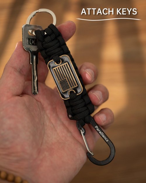 REHTAEL Paracord Keychain (4-Pack), ParaDance Paracord Keychain Carabiner with Cool USA Flag (2-Pack)