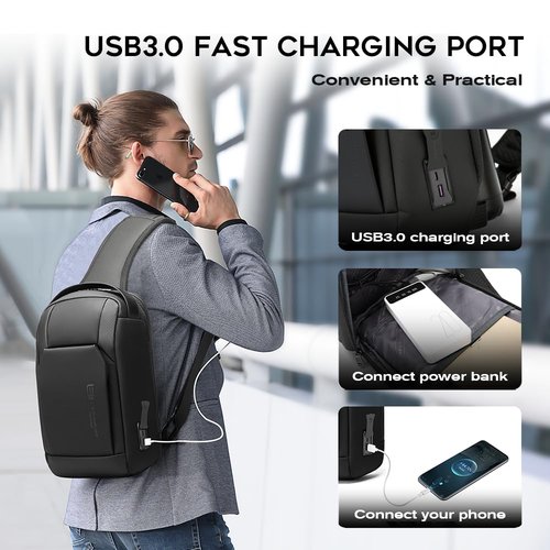 BANGE Fashion Sling Bag, Waterproof Shoulder bag, Crossbody Backpack for Men