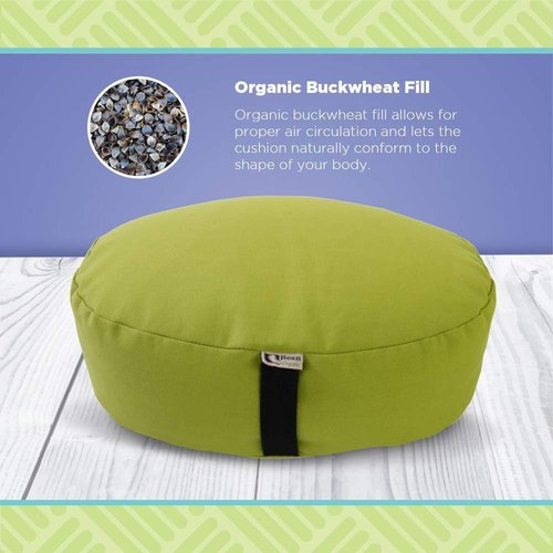 Bean Products Hemp Zafu Meditation Cushion for Sitting on Floor, Hemp Yoga Pillow, Zafu Meditation Pillow, Zen Seiza Kneeling Prayer Pad Support - Made in USA - Oval Cactus