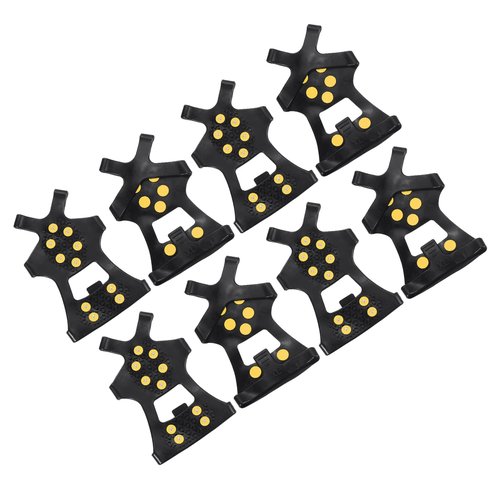PATIKIL 9.4" Ice Cleats, 4 Pairs Anti-Slip Snow Traction Cleat 10 Steel Studs Crampons Universal Gripper Spikes Claw for Shoes and Boots, Black