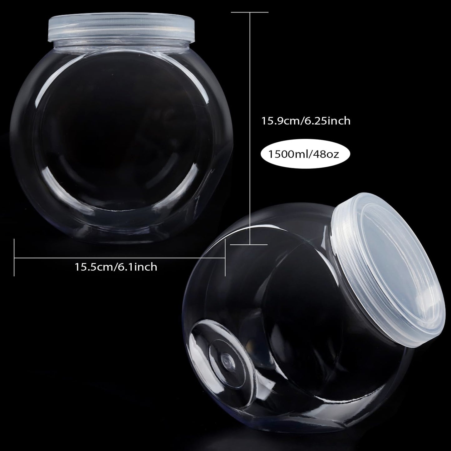 Candy Jar,Cookie Jar Cookie Containers Candy Jars with Lids,4 Pack Plastic Candy Jars for Candy Buffet and Party Table, Candy Buffet Containers, Cookie Jars Dry Food Jars-48 oz (25.4oz)