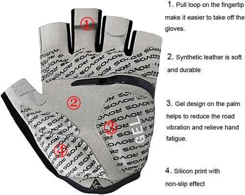 Men & Women Cycling Gloves - 5mm Padded Half Finger Breathable Mountain & Road Biking Gloves