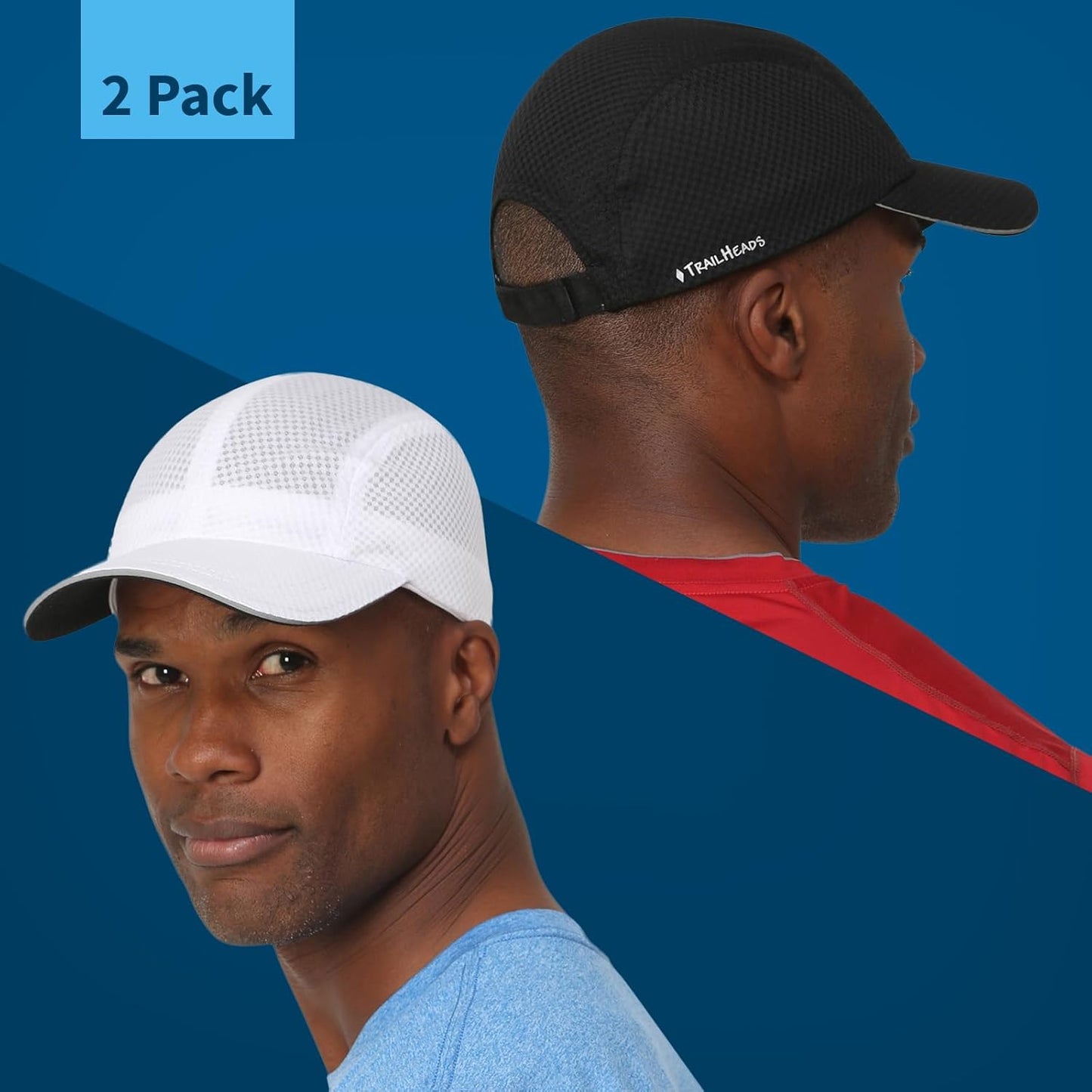 TrailHeads Performance Mens Running Hat - Lightweight, Quick Dry Workout Hats for Men - Athletic Sports Cap for Tennis, Gym
