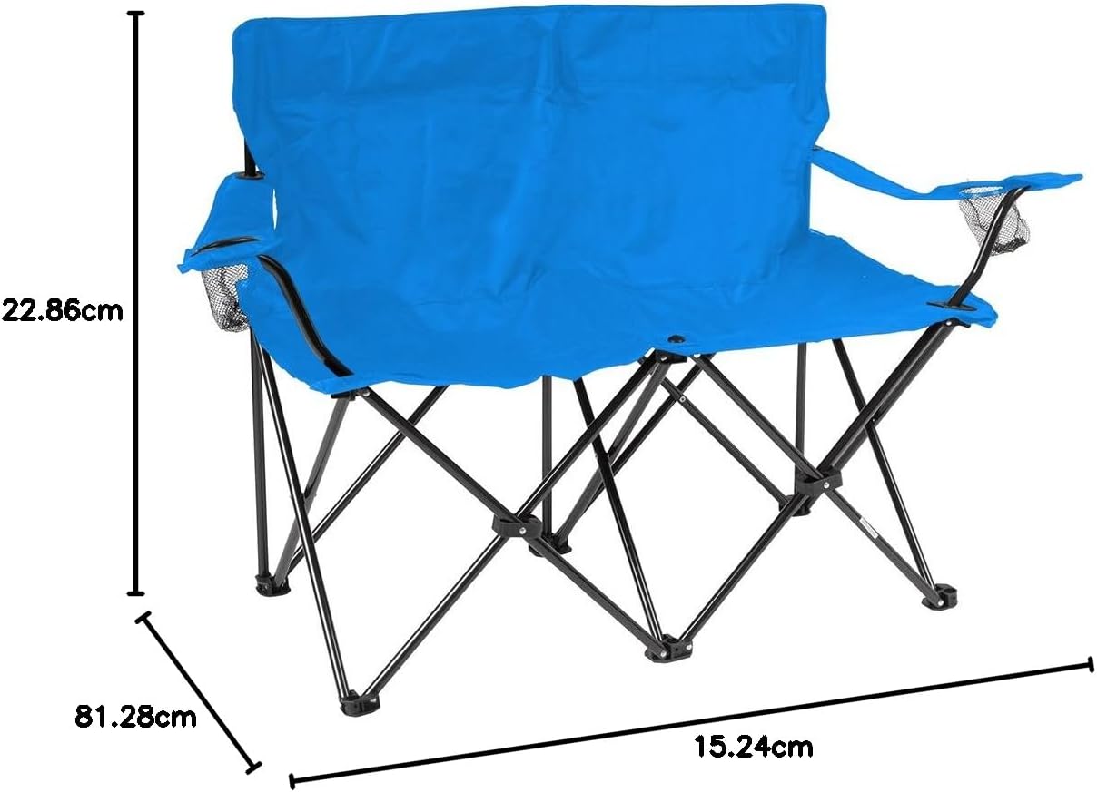 Trademark Innovations Loveseat Style Double Camp Chair, 40" L x 22" W x 31.5" H, Polyester, Army Green