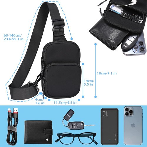 MDJYMYZ Crossbody Sling Bag Men, Cell Phone Shoulder Holster Men, Neoprene Waterproof Shoulder Backpack Chest Crossbody Bag