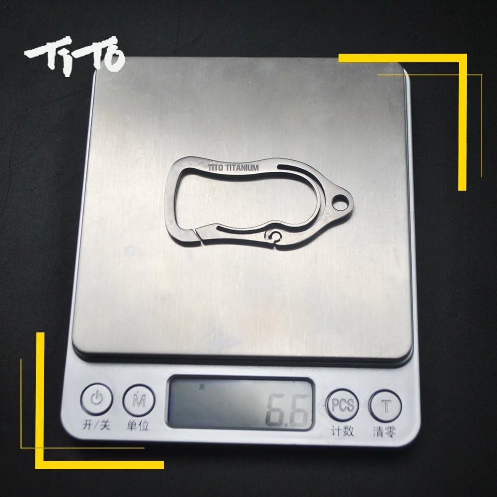 TiTo Titanium Gr5 Carabiner Key Ring Buckle Quickdraw Hook Key Chain Camping Hiking Backpack EDC Tool (colorful)