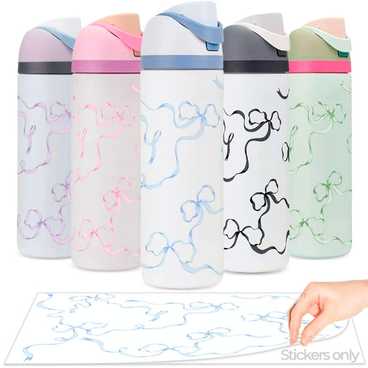 Kaitiaki Bows Stickers for Custom Owala Accessories - Cute Tumbler Decals, Fits 24oz Urban Outfitters Owala Bottles (Ocean Breeze Bow, Blue)