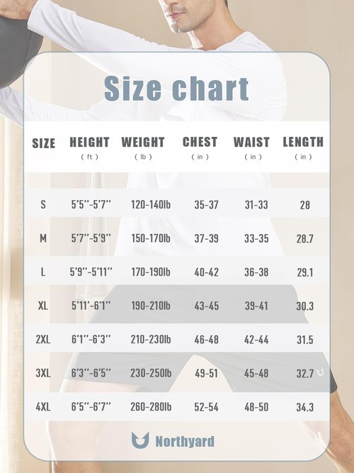 NORTHYARD Men's Running Athletic Shirts Long Sleeve Quick Dry Workout Gym Shirt Lightweight UPF 50+ Fishing Hiking Rash Guard White L
