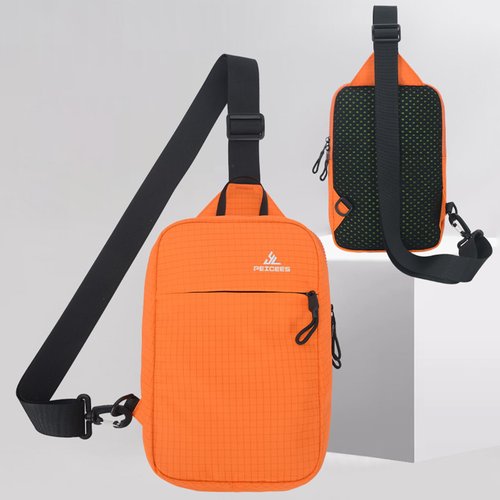 Peicees Small Sling Bag for Women Men Trendy Casual Phone Chest Bag Waterproof Crossbody Daypack, Orange