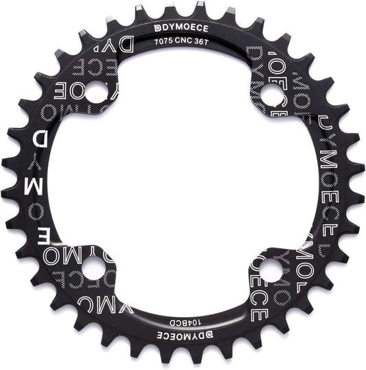 Narrow Wide Bike Single Chainring 104BCD 32T 34T 36T 38T for 9 10 11 Speed Round,Black/Red-Compatible with Most of Shimano and Sram Cranksets