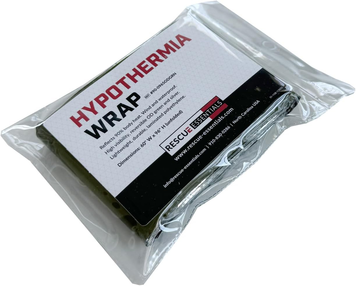 Rescue Essentials Hypothermia Wrap Blanket, Oversized 60" x 96", Mylar/Lightweight Polyethylene Fabric (Orange)