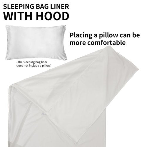 Mountainlodge Beige Sleeping Bag Liner for Warm Weather Seasons with Carry Bag - Protable,Lightweight and Skin-Friendly Sleeping Bag for Camping,Hiking and Backpacking. (Beige with Zipper Right)