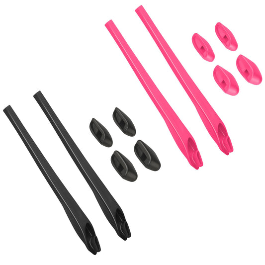 BLAZERBUCK Sock Kits Earsocks & Nosepieces for Oakley Flak 2.0 OO9295/Flak 2.0 XL OO9188/Flak 2.0 Asian Fit OO9271 Sunglasses - Black + Pink Red