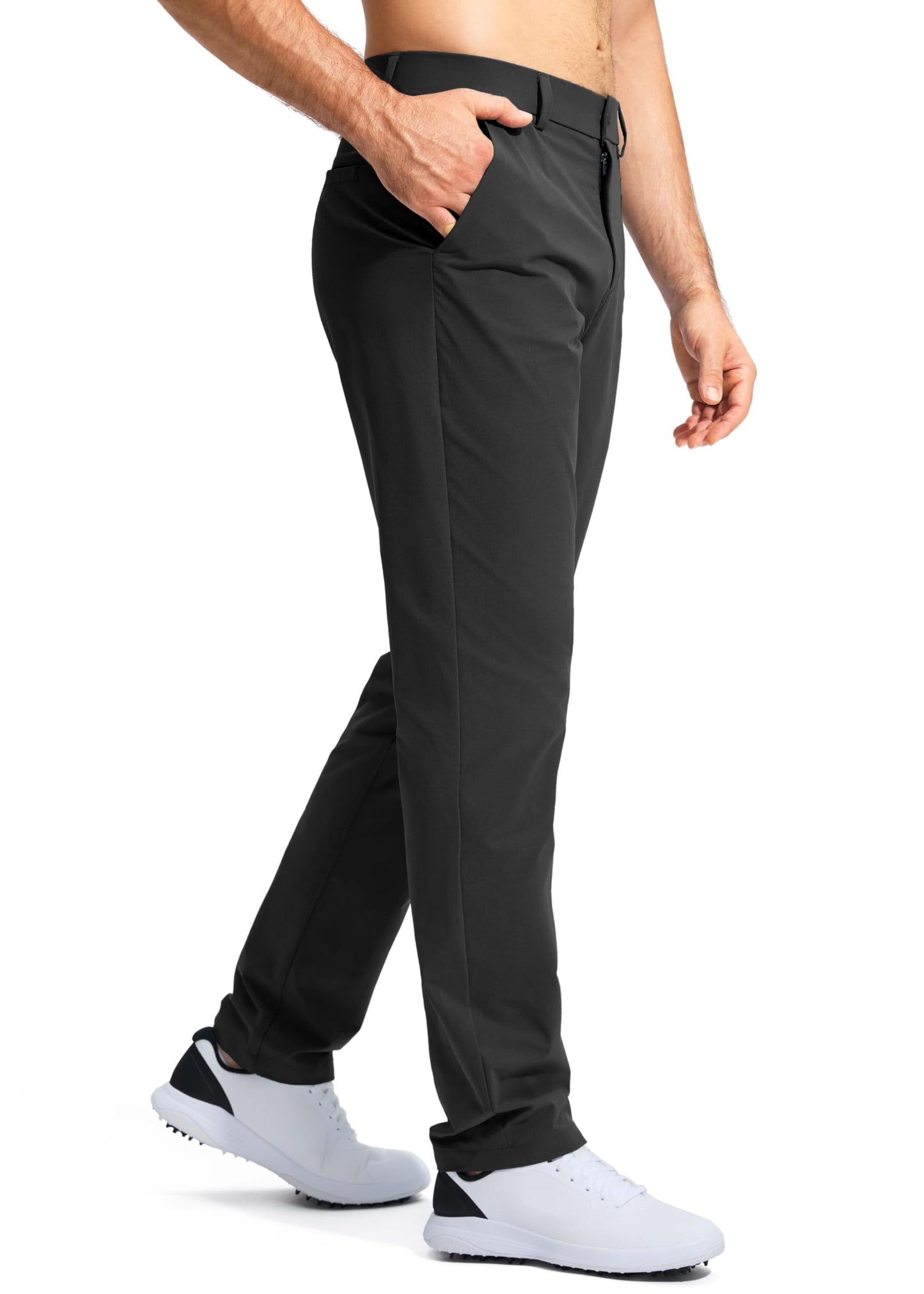Pudolla Men's Golf Pants Mens Dress Pants Stretch Work Pants 32 Lightweight Quick Dry Slacks Casual Trousers with Pockets(Black 38Wx32L)