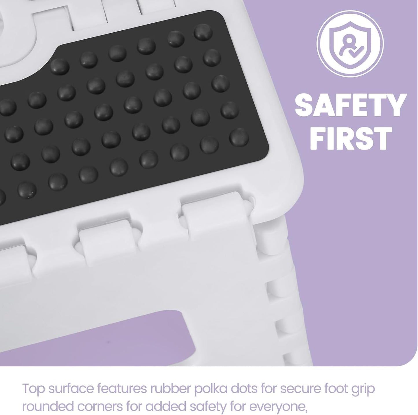 ACSTEP Folding Step Stool Foldable Stool 7.5 Inch Height Kids Step Stool, 300 lb Capacity Plastic Collapsible Stool, Stepping Stool with Handle Black Small Step Stool, Foot Stool Suitable for Kitchen