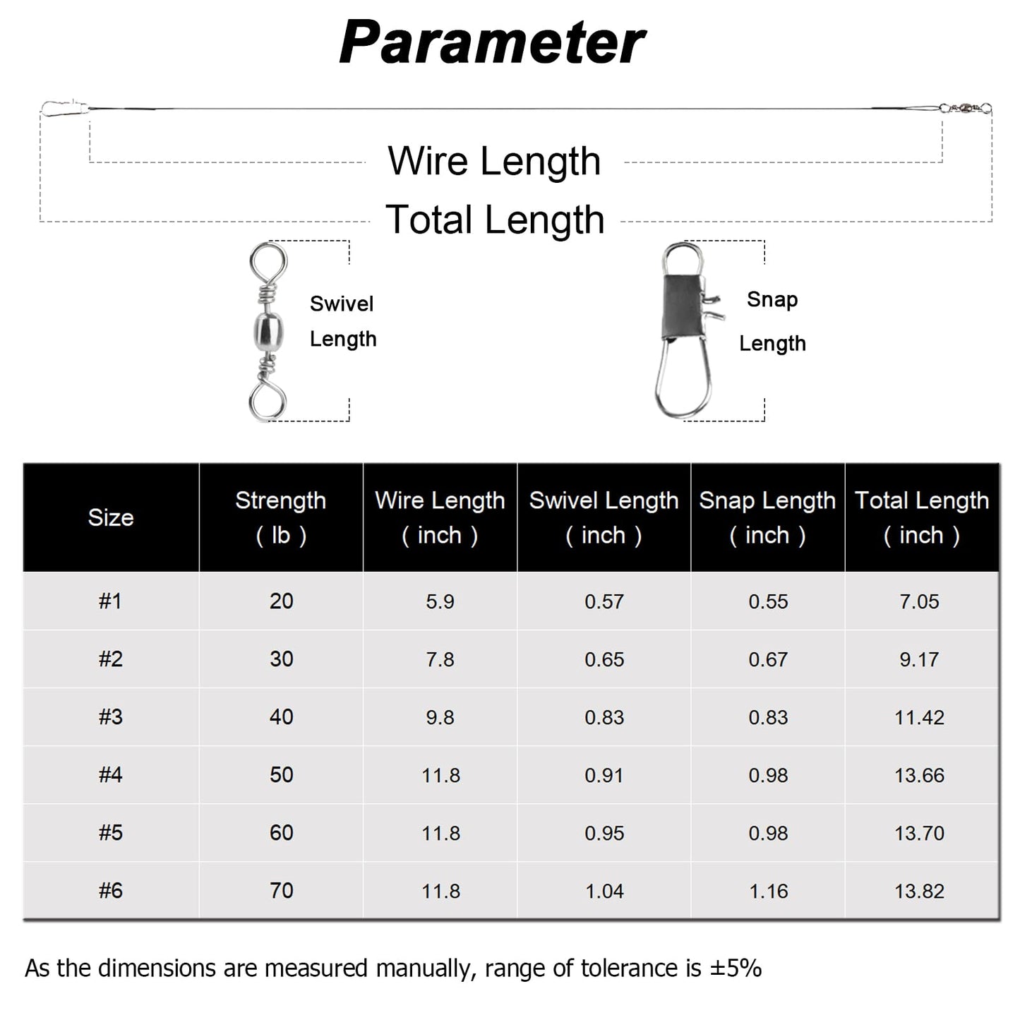 AMYSPORTS Freshwater Wire Fishing Leader Stainless Heavy Duty Wire Leader Fishing Saltwater Rigs Leaders Fishing Steel White Nickel #1 20lb 5.9in 50pcs