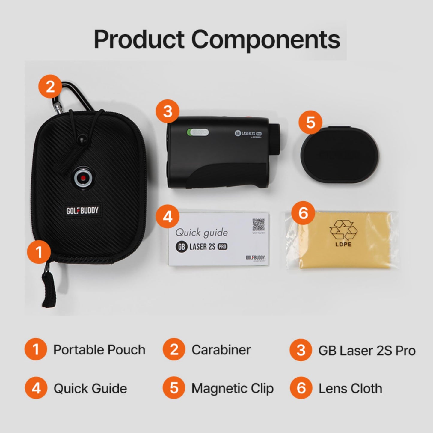 GOLFBUDDY 2S PRO Golf Range Finder with Slope, Measuring from The Cart, 1093 Yard Laser Rangefinder, Magnetic Mount, Pin Finder with Flag Pole Locking Vibration, One Click Scan Mode, Water Proof