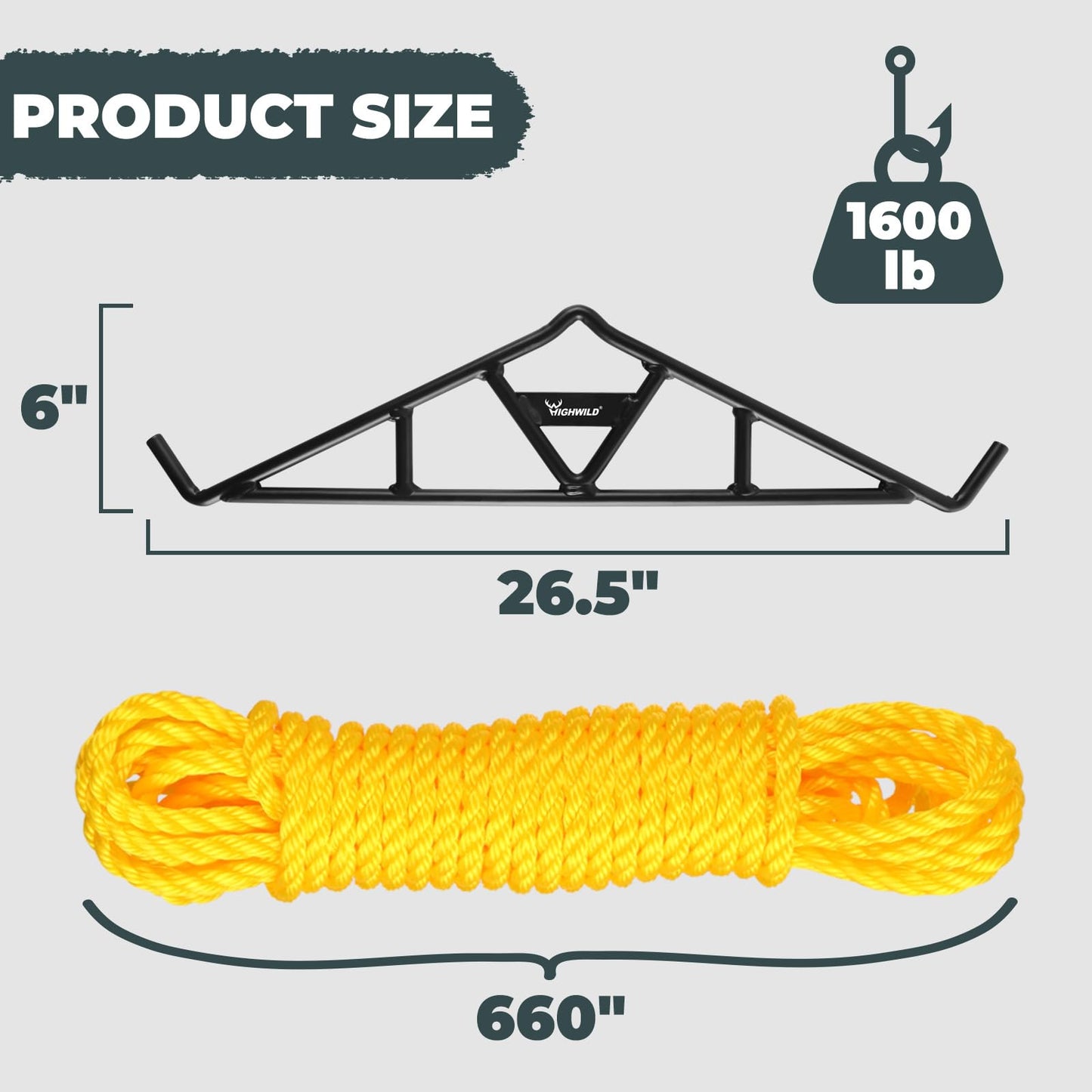 Highwild Game Hanging Gambrel & Hoist Kit with Pulleys & Rope - 1600 lbs