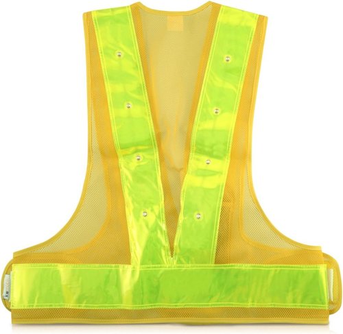 kwmobile LED Light Safety Vest - High Visibility Waistcoat Traffic Outdoor Night Warning Reflector Clothing Reflective