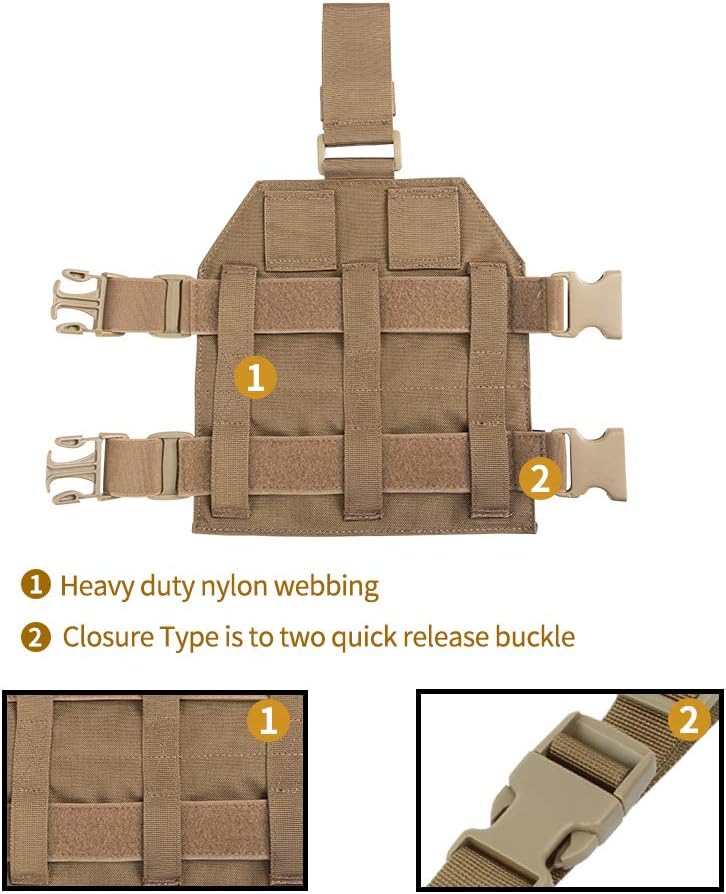 EXCELLENT ELITE SPANKER Tactical MOLLE Drop Leg Platform Universal Drop Leg Panel with Adjustable Belt & Thigh Straps