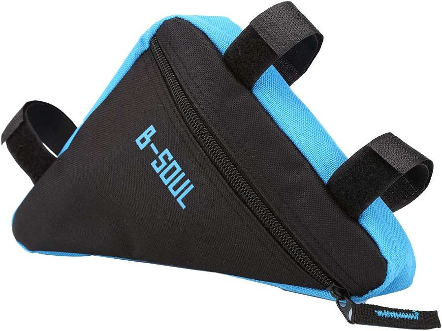 Frame Strap-On Bike Bag, Large Capacity Oxford Fabric, Quick Release Strap Design for Cycling, Hiking, Traveling (Black & Blue)