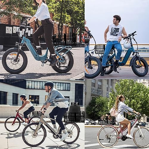Foldable Rear Bike Basket with Reflective Tail Light and Cargo Strap - Basic Style