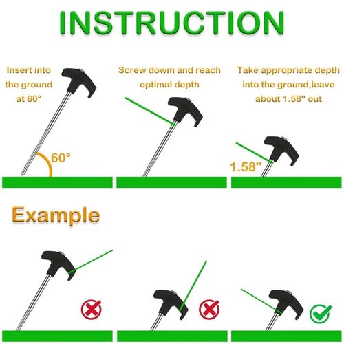 Cheardia 20 Pack Tent Stakes Heavy Duty, 8 Inch Tent Stakes Tent Pegs Camping Non-Rust Ground Stakes for Camping Patio, Garden, Canopies, Grassland, Outdoor (Black)