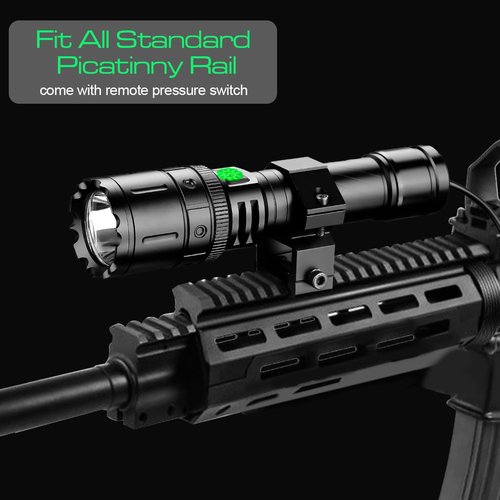 X.Store Airsoft Picatinny Rail Flashlight - USB Rechargeable, 5 Modes with Remote Pressure Switch, Professional Tactical Flashlights for Outdoor Use