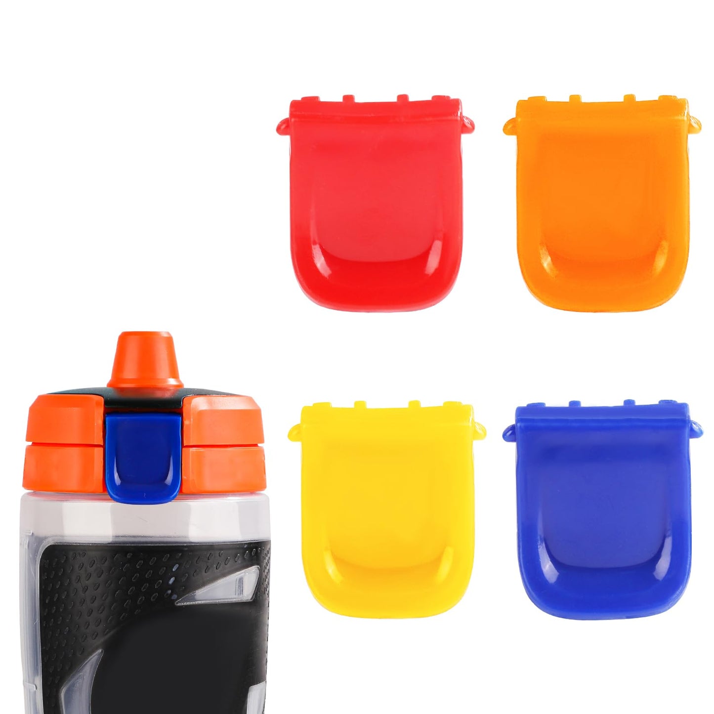 4pcs Replacement Lid Clips for Gatorade GX, Plastic Bottle Clamps Reliable Bottle Mouth Fastener Bottle Clasps Buckle Compatible with Gatorade 30oz GX Bottle(Red, Orange, Blue, Yellow)
