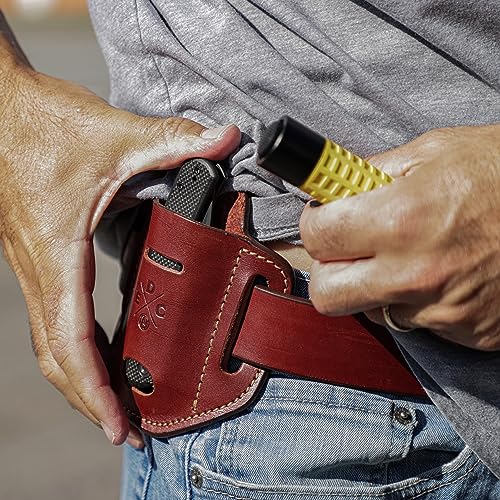 Chestnut Leather Multitool Sheath for 1.6" Wide Tools - Easy Slide
