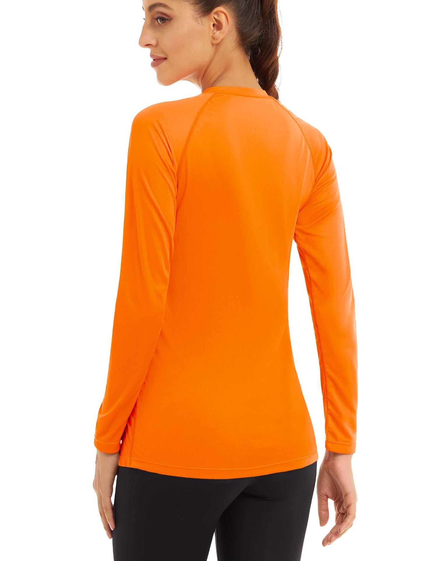 MAGCOMSEN SPF Swim Shirts for Women Long Sleeve Womens Swim Shirts UV Shirts Rash Guard Shirts for Women UPF 50+ Long Sleeve Running Shirts for Women Orange