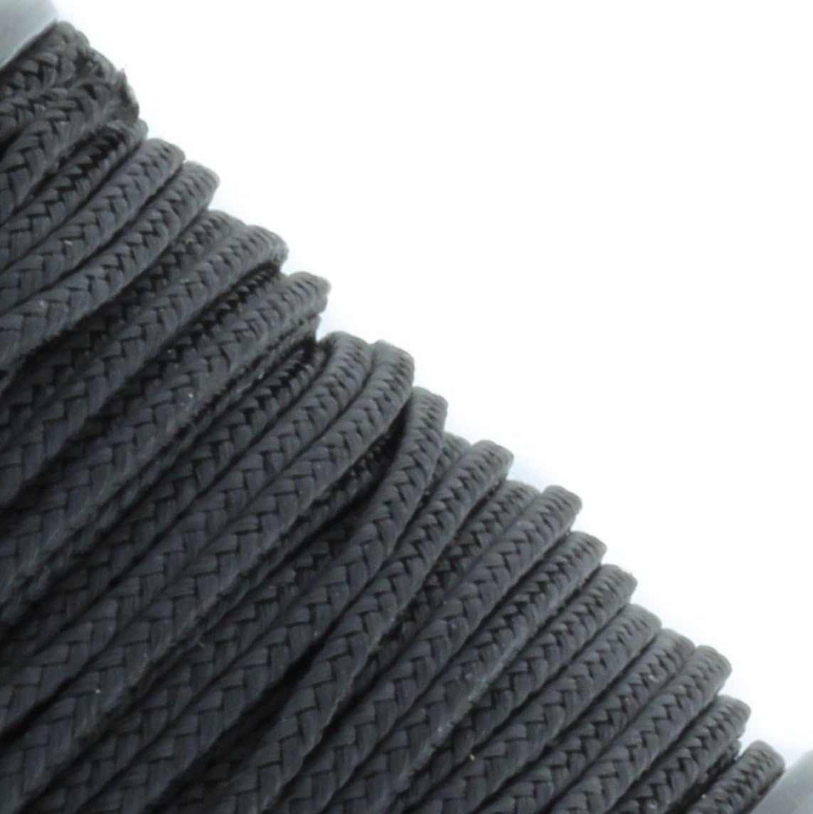 JIG PRO SHOP Black 1.18mm x 125' Micro Cord Paracord - Made in The USA