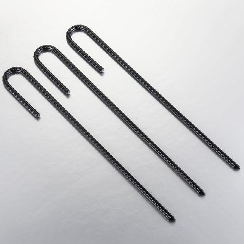 Wensilon Rebar Stakes U/J Hook Extra Heavy Duty,(10pcs) 12 inch x 1/4 inch Rust Proof Coated Steel Ground Stakes Ground Anchors, Garden Stake Metal Stakes Tent Stakes Trampoline Anchors (J-Hook)