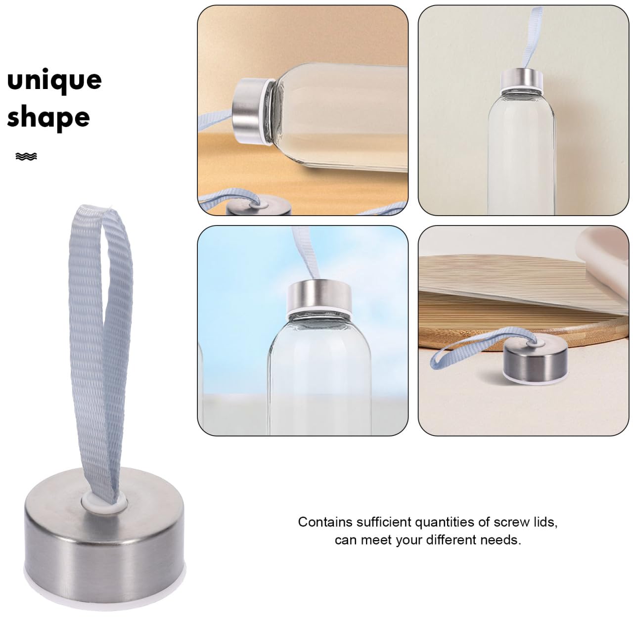 Amosfun 20pcs Water Bottle Replacement Caps - Inner Diameter 38mm, Height 21mm - Universal Screw On Design Portable Bottle Caps with a Rope