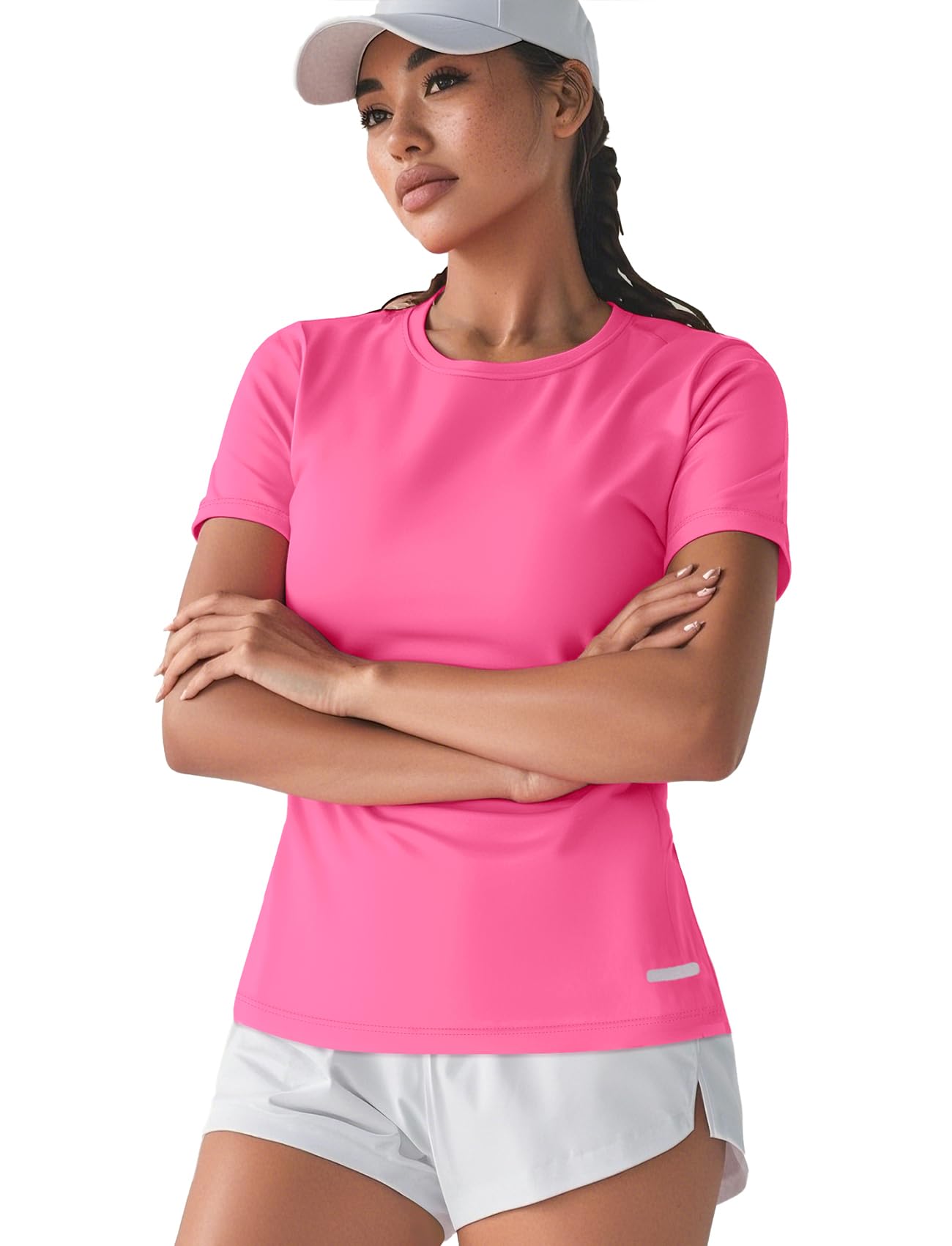 Womens Gym Shirts Dry Fit(Hot Pink,S)